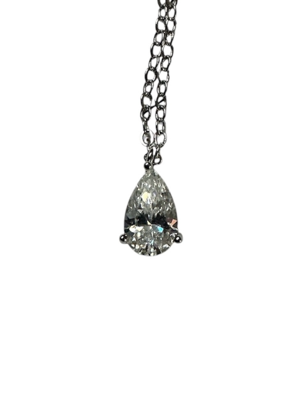 Moissanite 1.0 ct Delicate Silver Teardrop Layered Necklace - Women Jewelry
